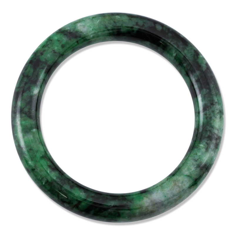 Natural Green Jadeite Jade Cylindrical Bangle Bracelet by Mason-Kay Jade