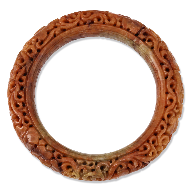 Natural Real Authentic Carved Red Jade Bangle