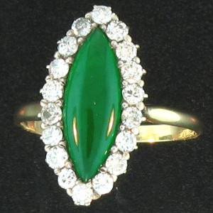 Classic Green Jade Marquis Estate Ring
