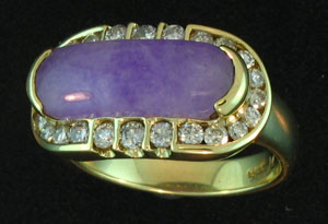 Lavener Jade Saddle Ring with Diamonds