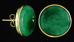 Round Green Jade Stud Earrings by Mason-Kay Jade