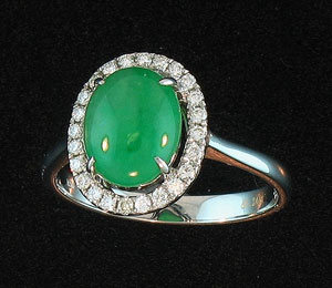 Green Jade & Diamond Ring by Kristina Mason