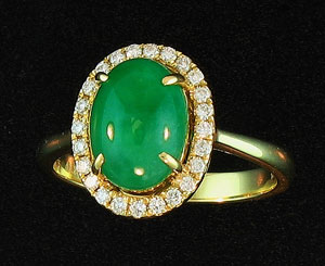 Green Jade & Diamond Ring