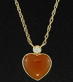 Red Jade Heart & Diamond Necklace by Kristina for Mason-Kay Jade