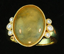 Translucent Yellow Jade Ring With Diamonds by Kristina for Mason-Kay