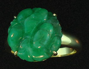 Carved Green Jade Ring Mason-Kay Design by Kristina