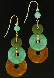 Triple Jade Disc Drop Earrings Mason-Kay Jade Design by Kristina