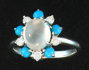 Ice Jade, Diamond & Turquoise Ring Mason-Kay Design by Kristina