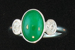 Green Jade & Diamond Ring Mason-Kay Design by Kristina