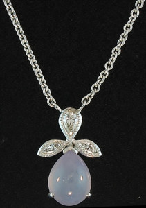 Icy Lavender Jade Pear Shape & Diamond Necklace Mason-Kay Design by Kristina