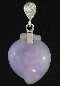 Carved Lavender Jade 'Peach' Pendant With Diamond Bail Mason-Kay Design by Kristina