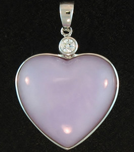 Lavender Jade Heart Pendant With Diamond Accent Mason-Kay Design by Kristina