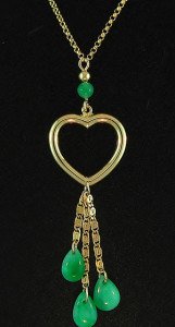 Green Jade & Gold Heart Necklace Mason-Kay Design by Kristina