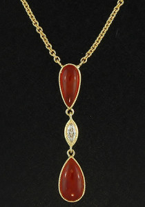 Fine Red Jade & Diamond Necklace Mason-Kay Design by Kristina