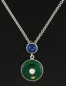 Fien Green Jade, Diamond & Sapphire Necklace Mason-Kay Design by Kristina