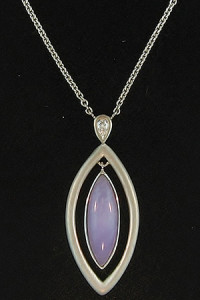 Marquis Lavender Jade, Diamond & Whiet Gold Frame Necklace Mason-Kay Design by Kristina