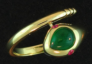 Green Jade & Ruby Snake Ring Mason-Kay Design by Kristina