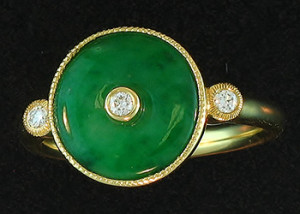 Green Jade & Diamond Ring Mason-Kay Design by Kristina