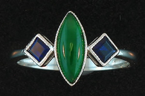 Green Jade & Sapphire Ring Mason-Kay Design by Kristina