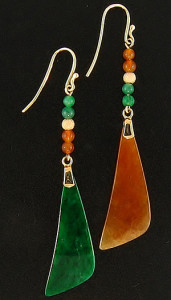 Green Jade & Red Jade Drop Earrings Mason-Kay Design by Kristina