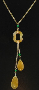 Yellow Jade & Green Jade Necklace Mason-Kay Design by Kristina