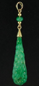 Carved Green Jade Drop Pendant Mason-Kay Design by Kristina