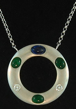 Green Jade, Diamond & Sapphire Necklace Mason-Kay Design by Krisitina