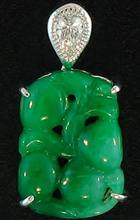 Green Jade Pendant with Diamond Bail, Mason-Kay Design by Kristina
