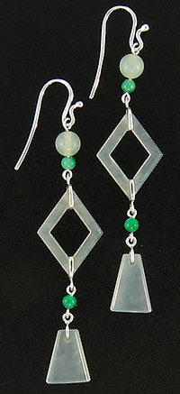 Ice Jade & Green Jade Drop Earrings, Mason-Kay Design by Kristina