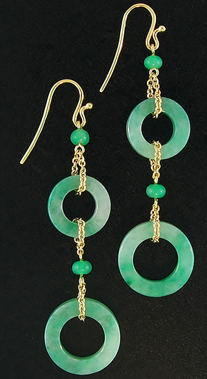 Green Jade 'Circle' Drop Earrings, Mason-Kay Design by Kristina