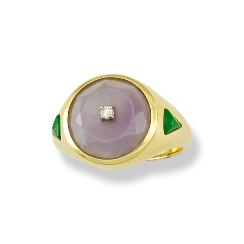 Natural Lavender & Green Jade Ring by Mason-Kay Jade