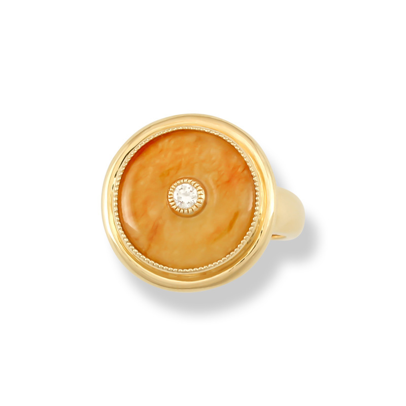 Natural Yellow Jadeite Jade Pi Disc Ring by Mason-Kay Jade 