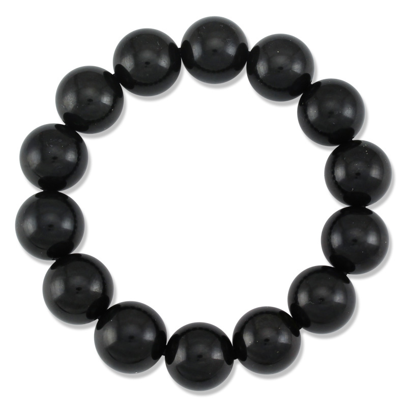 Large Black Jade Bead Bracelet by Mason-Kay Jade