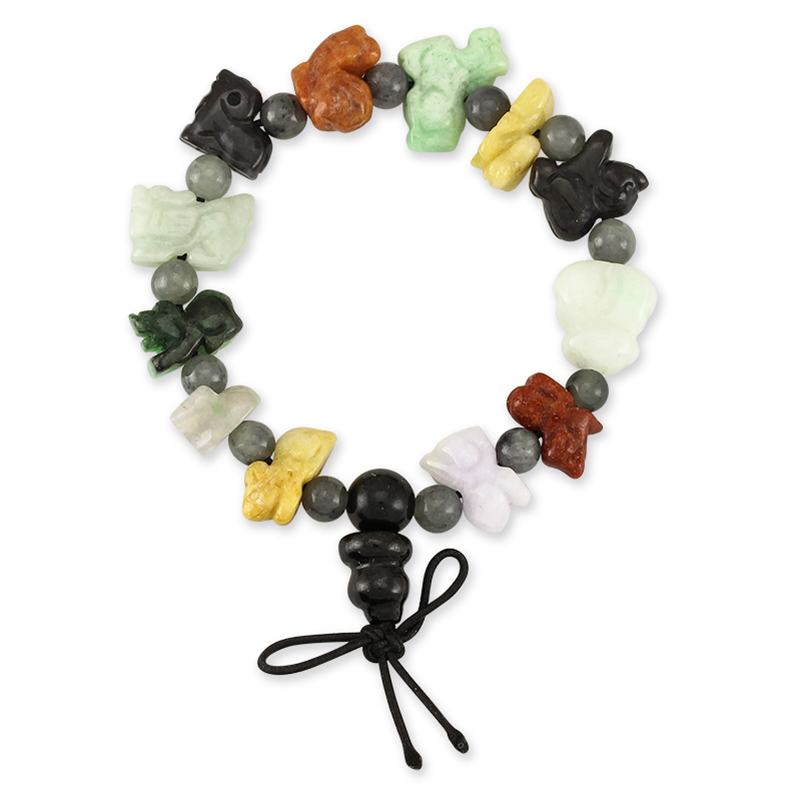 Natural Multi-Color Jade Zodiac Bracelet by Mason-Kay Jade