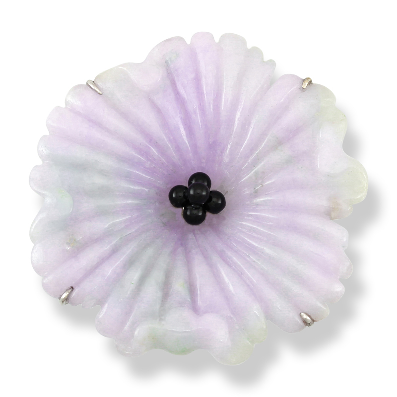 Large Carved Natural Lavender Jade Flower Ring by Mason-Kay Jade