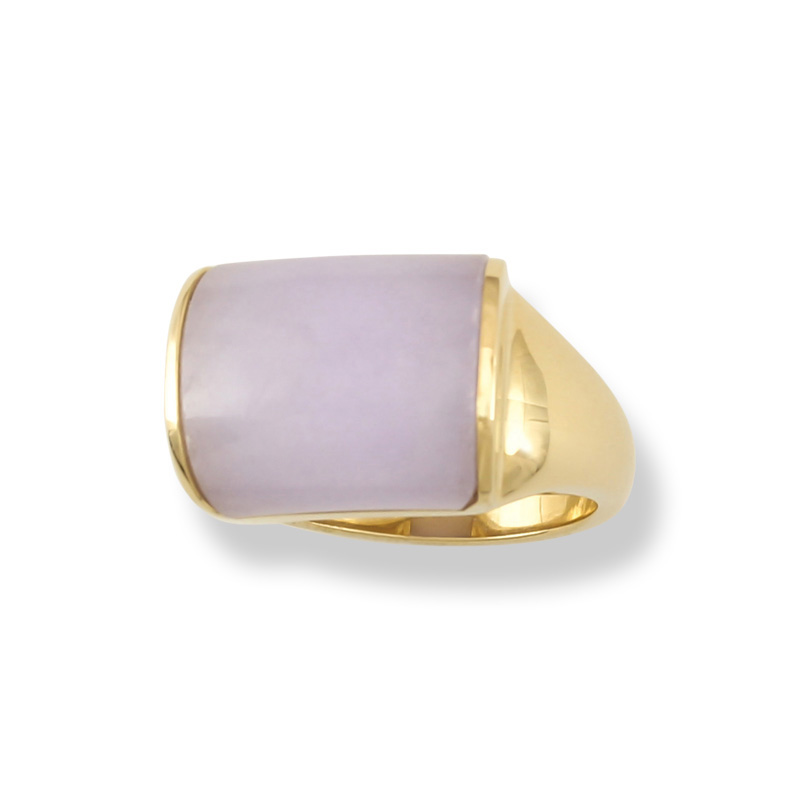 Wide Natural Lavender Jade Saddle Ring by Mason-Kay Jade