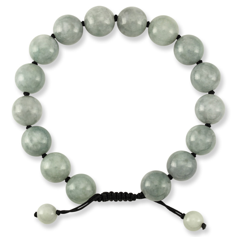 Large Natural Grey Jade Bead Bracelet by Mason-Kay Jade