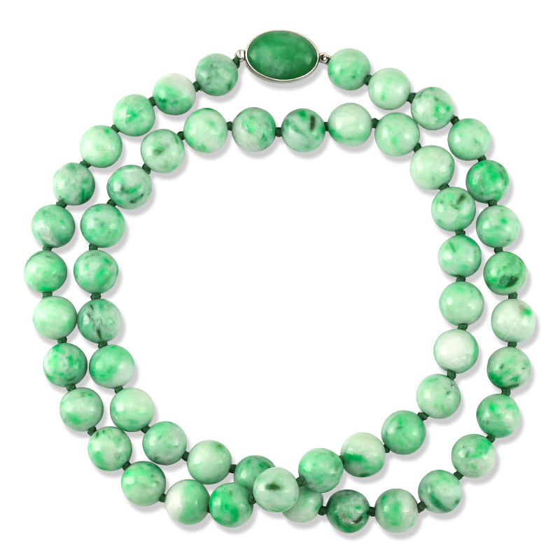 Natural Green Jade Bead Necklace by Mason-Kay Jade