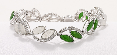 Fine Ice Jade, Green Jade & Diamond Bracelet Mason-Kay Design by Kristina