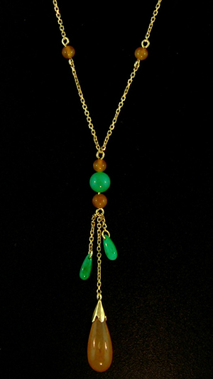 Green & Red Jade Tassle Necklace by Kristina For Mason-Kay Jade