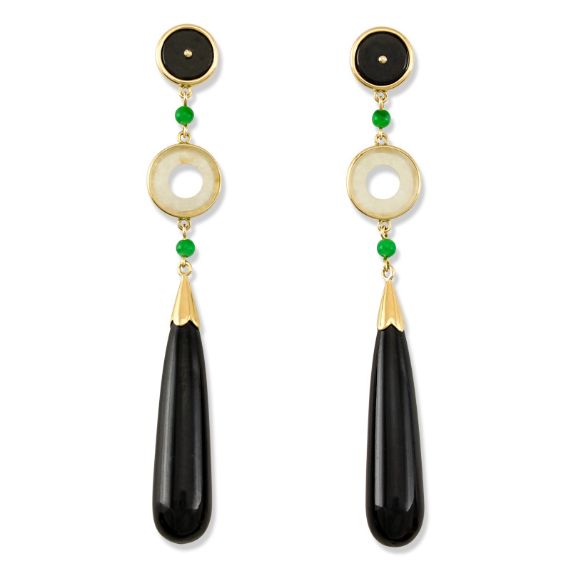 Black jade drop earrings by Mason-Kay Jade