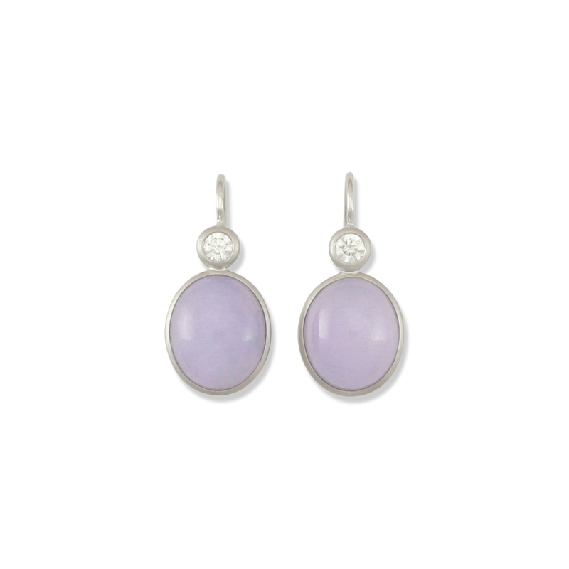 Icy Lavender Jade Oval Cabochon Earrings by Mason-Kay Jade