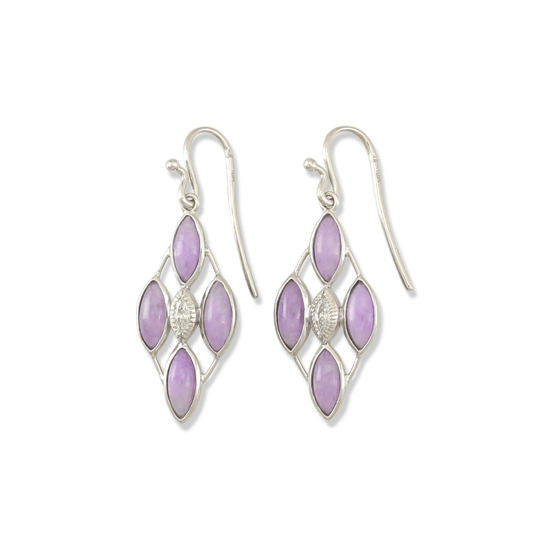 Lavender Jadeite Jade Marquise Drop Earrings by Mason-Kay Jade