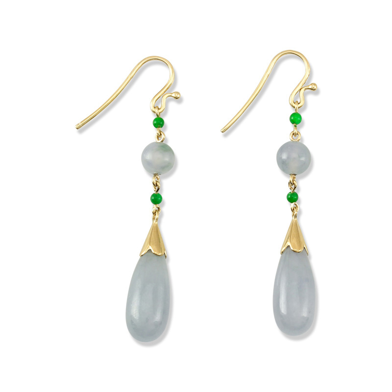 Icy Lavender Jade Tear Drop Earrings by Mason-Kay Jade