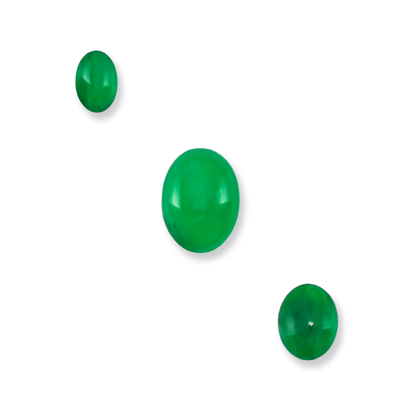 Fine Natural Green Jade Loose Oval Cabochons
