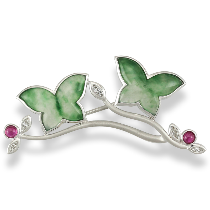 Translucent Green Jade Butterfly Pin Featured in June Issue of Hong Kong Jewellery Magazine